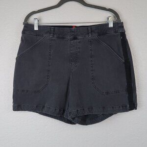 Spanx XL Black Gray Denim Twill Relaxed Fit High-Rise Shorts